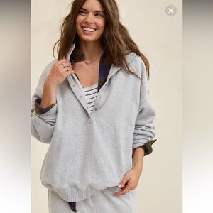 Women’s Aerie Oh Snap! Oversized Sweatshirt In Heather Gray, Size L
